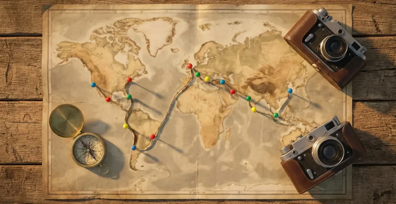 Carte topographique de La Réunion avec des épingles colorées marquant un circuit touristique optimal à travers les cirques et le volcan