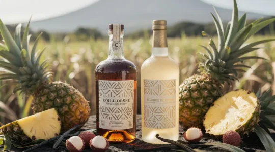 Comparaison entre rhum Charrette et rhum agricole avec des fruits tropicaux en macération à La Réunion