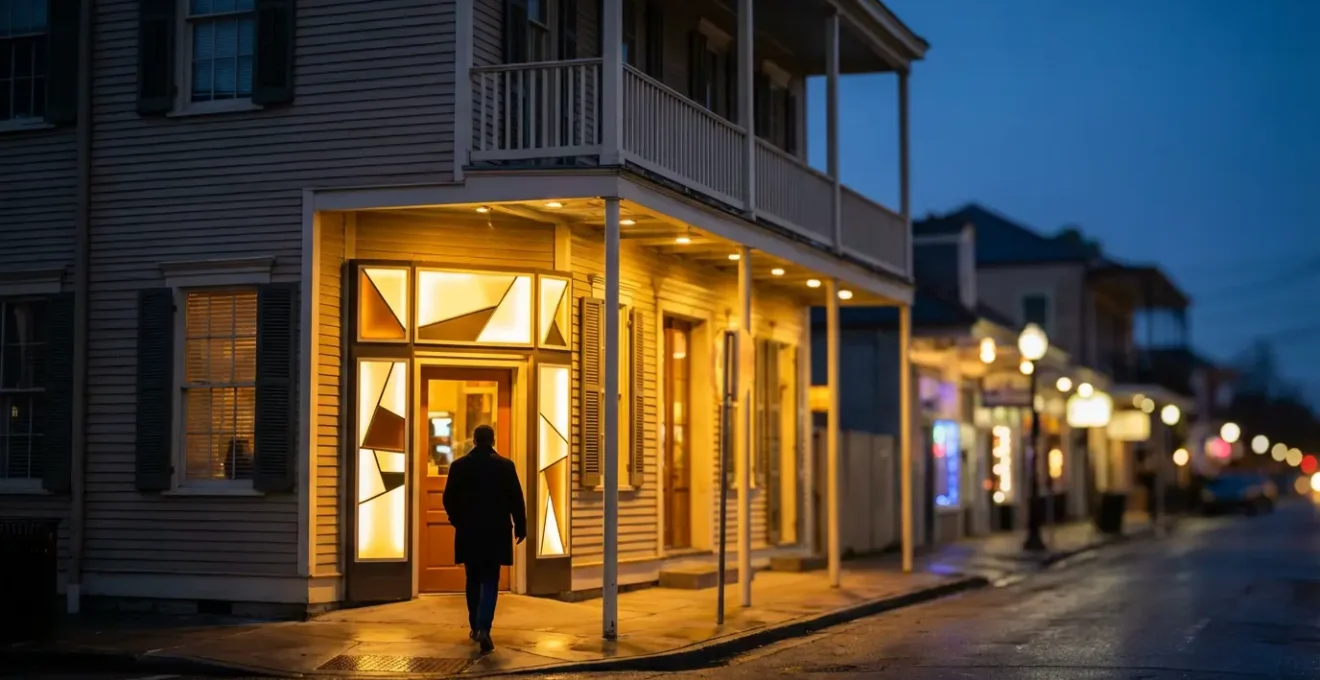 Façade éclairée de services d'urgence ouverts tard le soir à La Réunion